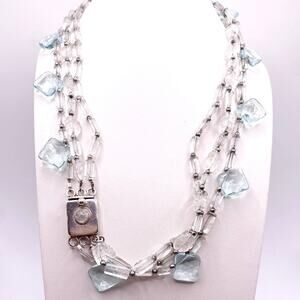 Irina Serbina Sterling Silver Quartz Bohemian Glass Necklace